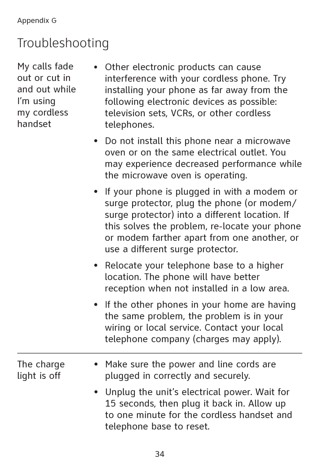 AT&T SL80108 user manual Troubleshooting 