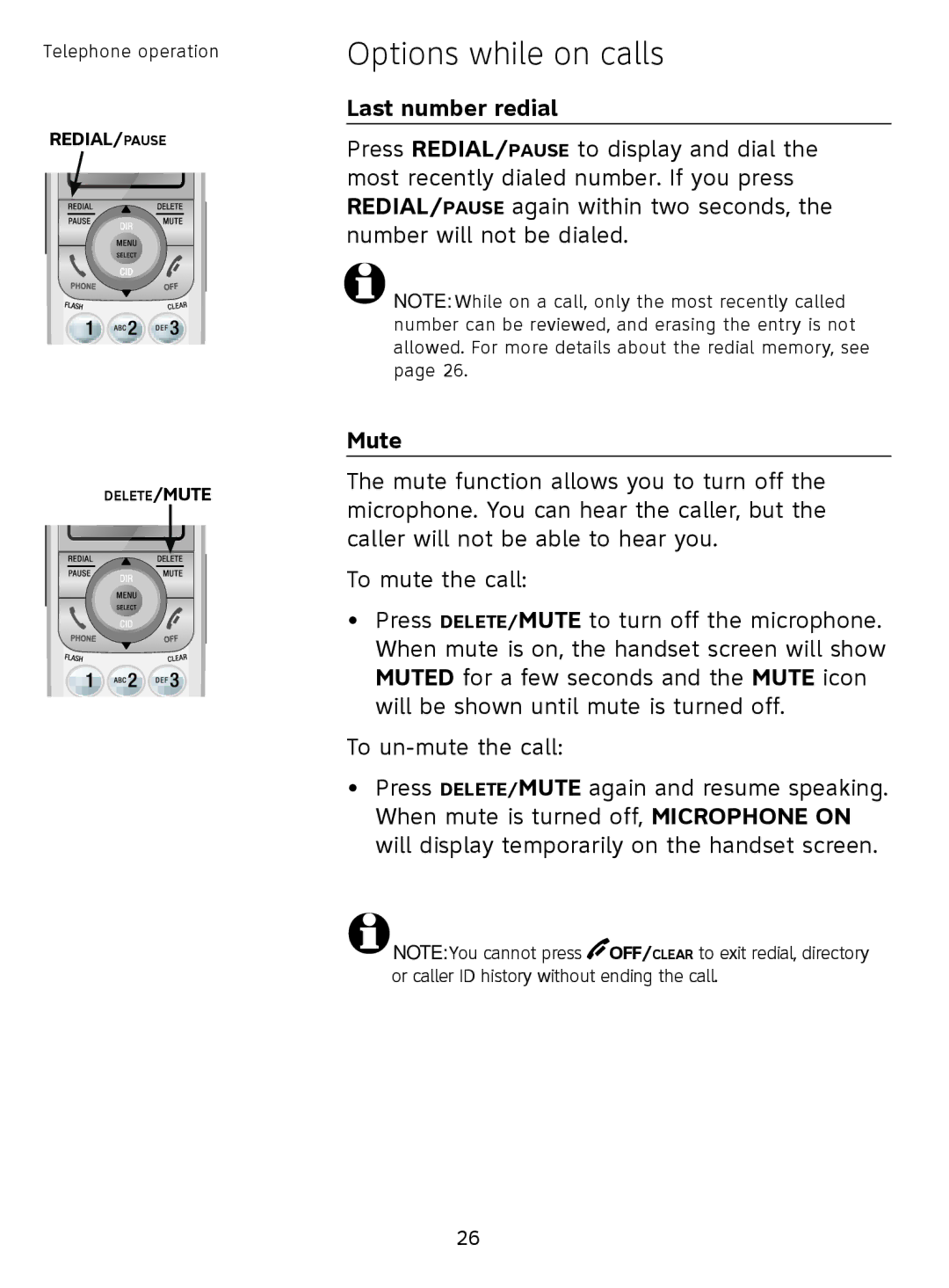 AT&T SL81108, SL81208 user manual Last number redial, Mute 