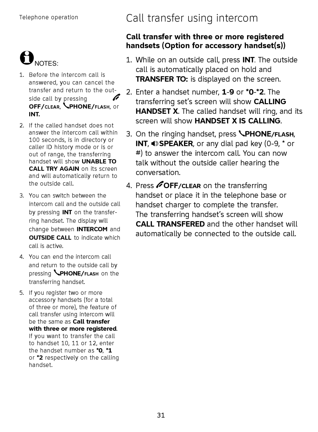 AT&T SL81208, SL81108 user manual Call transfer using intercom 