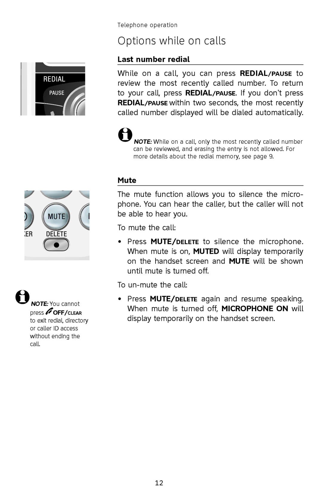 AT&T SL82208, SL82308, SL82408 user manual Last number redial, Mute 