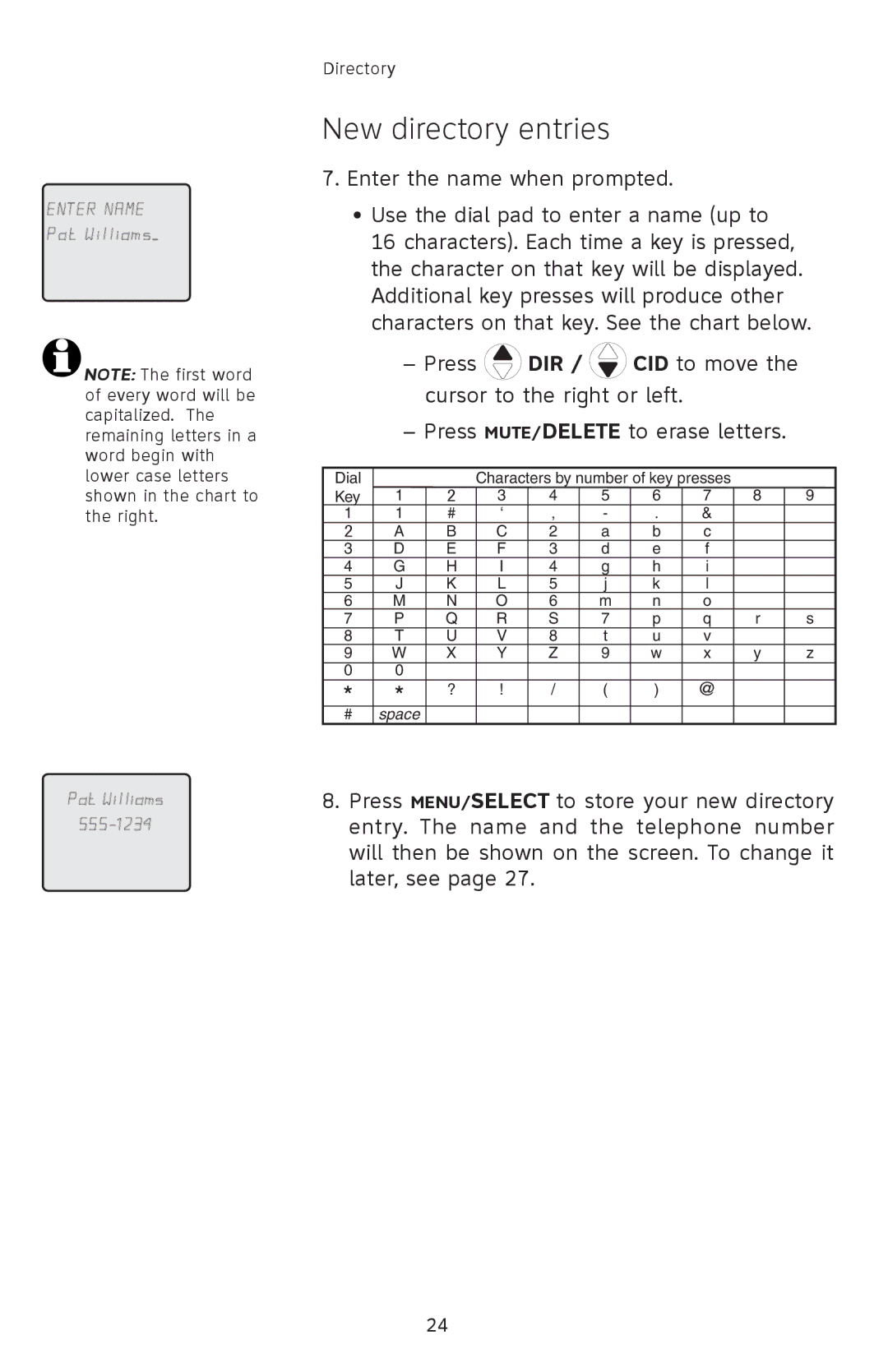 AT&T SL82208, SL82308, SL82408 user manual Enter Name 