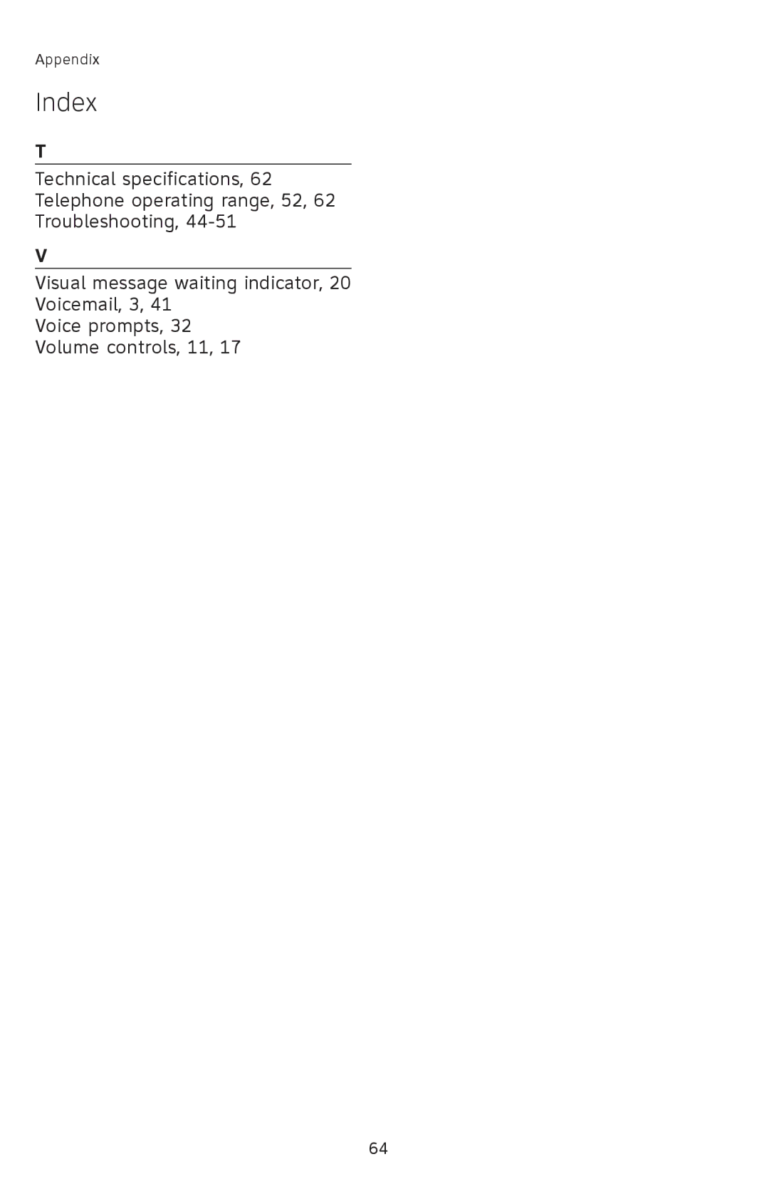 AT&T SL82308, SL82208, SL82408 user manual Index 