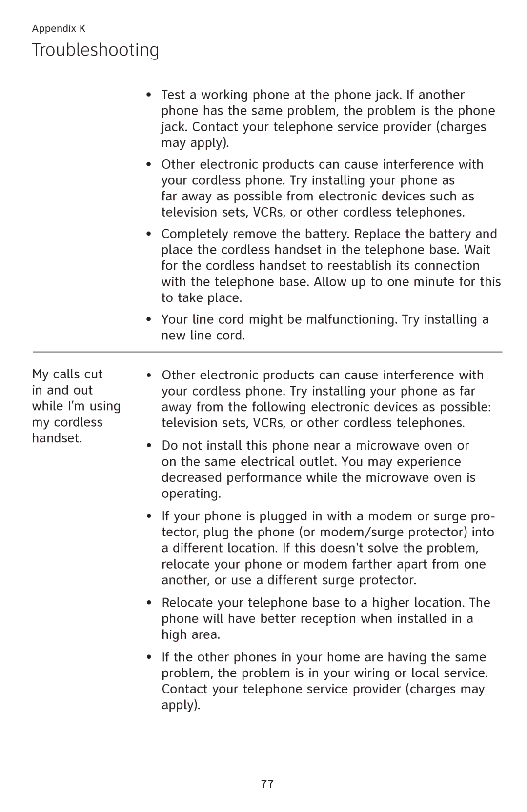 AT&T SL82418, SL82218 user manual Troubleshooting 