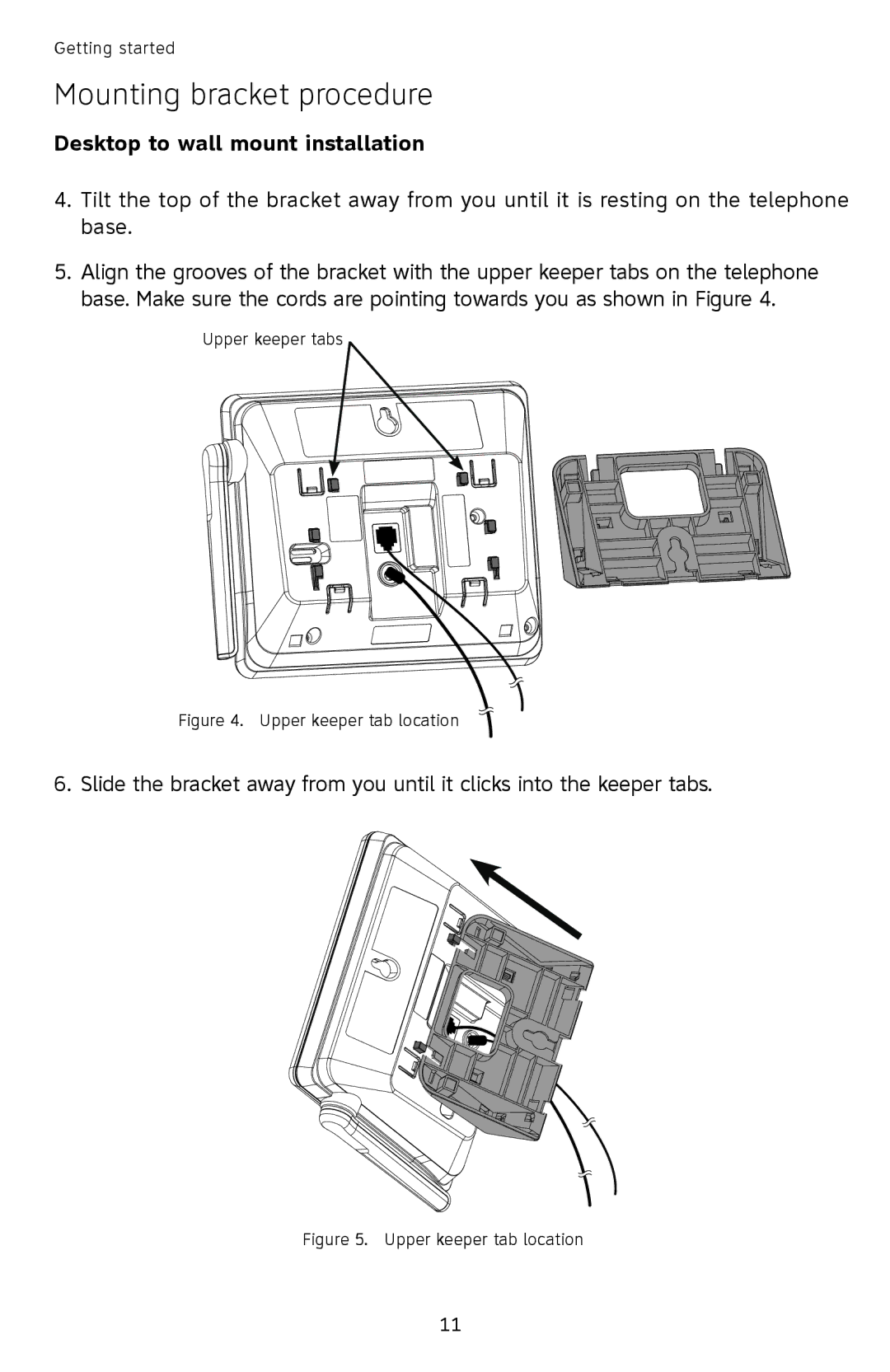 AT&T SL82558 user manual Upper keeper tab location 