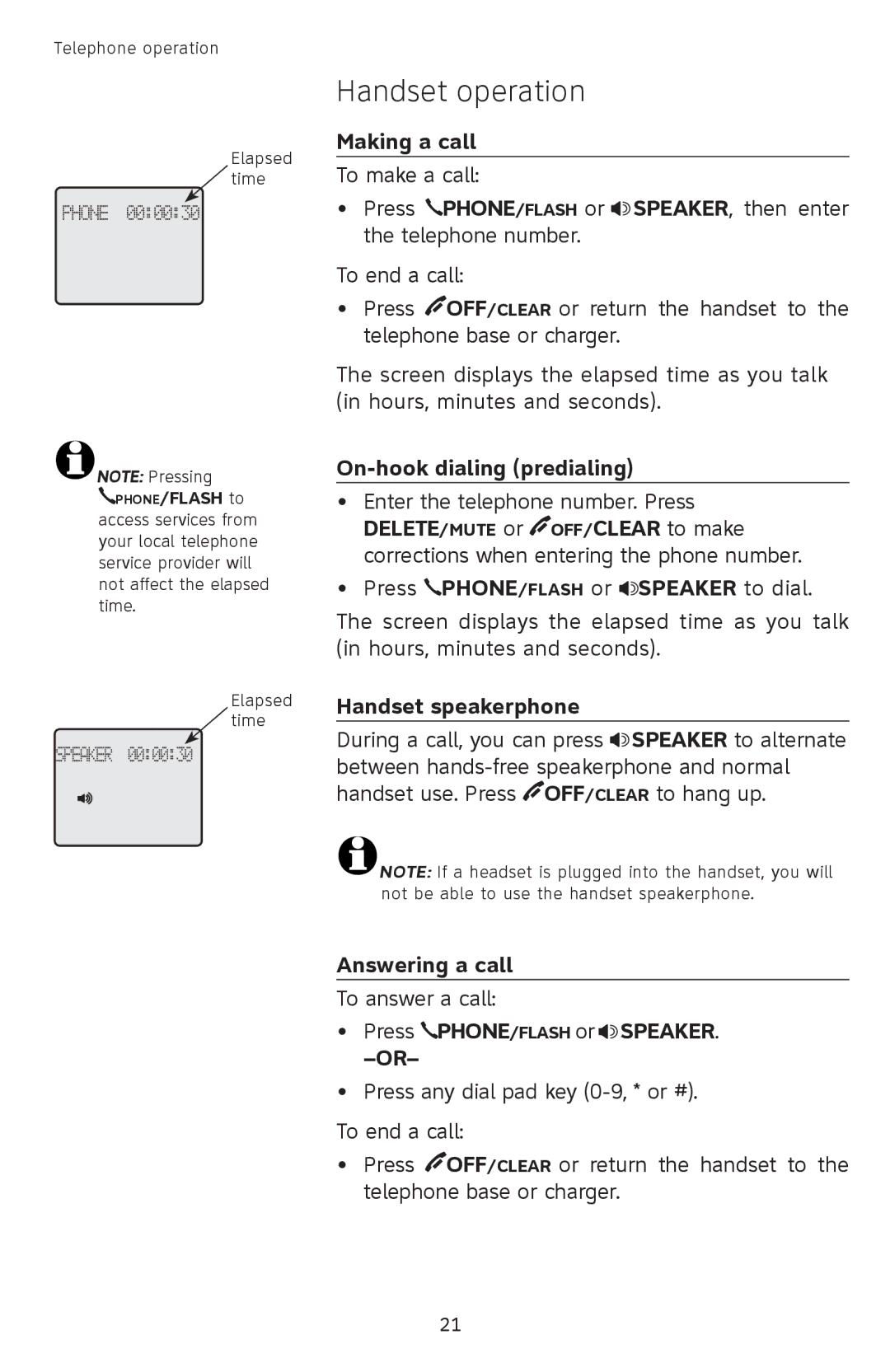 AT&T SL82558 user manual Handset operation 