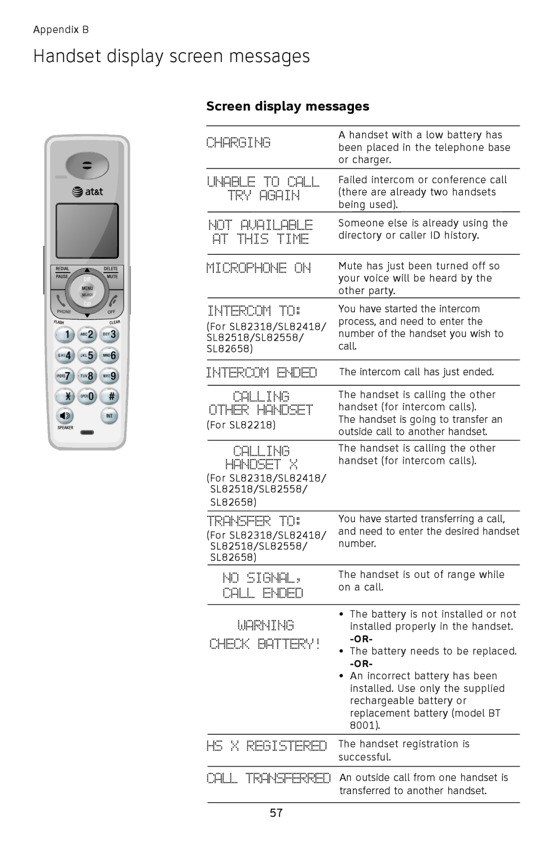 AT&T SL82558 user manual Charging 