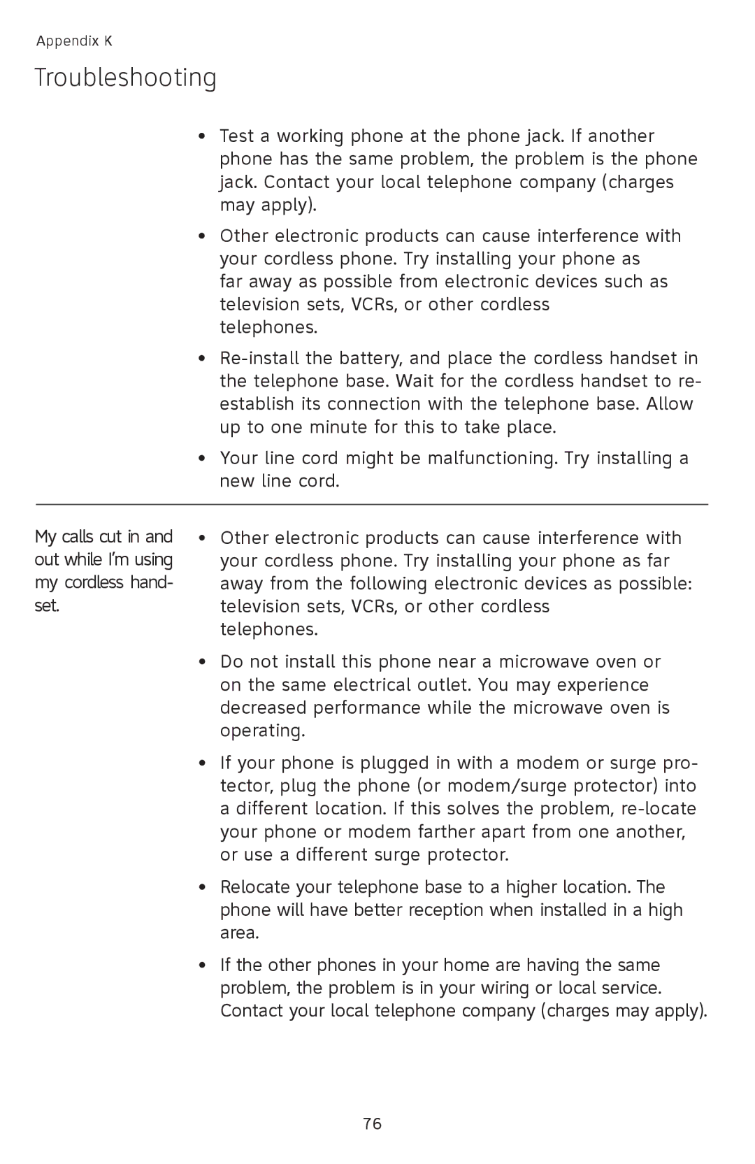 AT&T SL82558 user manual Troubleshooting 