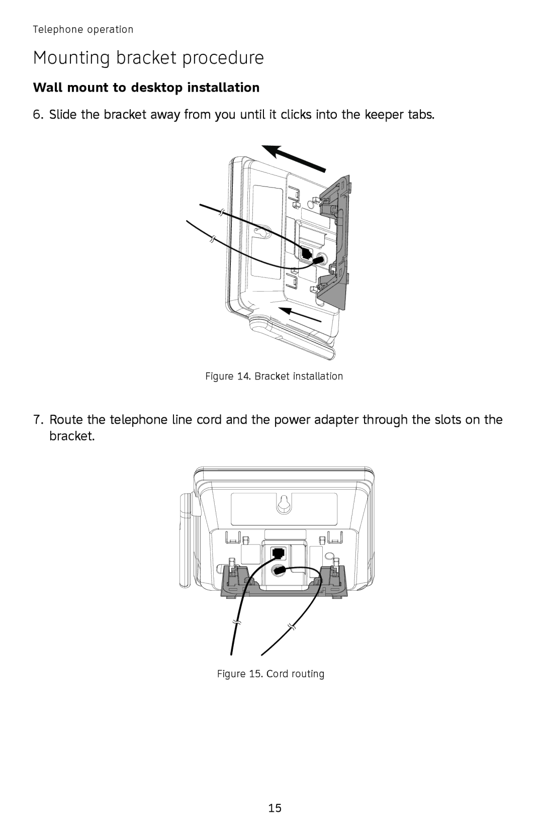 AT&T SL82318, SL82658, SL82558, SL82518, SL82118 user manual Mounting bracket procedure 