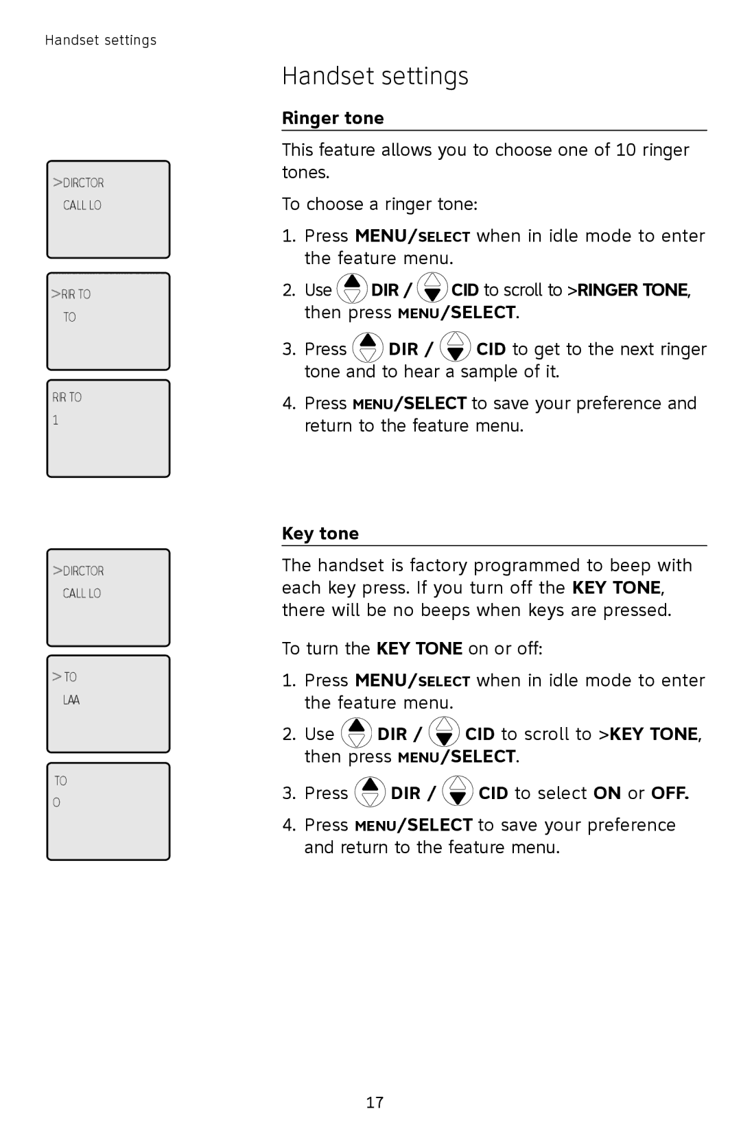 AT&T SL82658, SL82558, SL82518, SL82318, SL82118 user manual Ringer tone, Key tone 