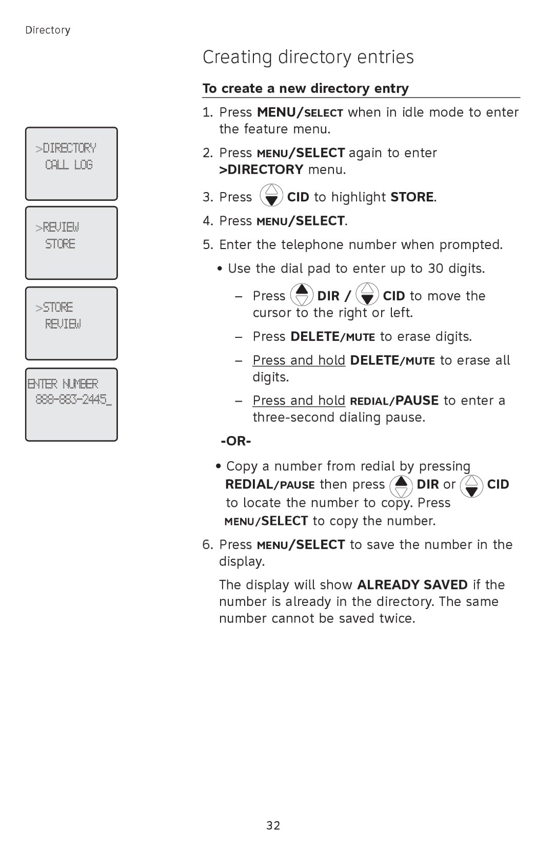 AT&T SL82658, SL82558, SL82518, SL82318, SL82118 user manual Creating directory entries, To create a new directory entry 