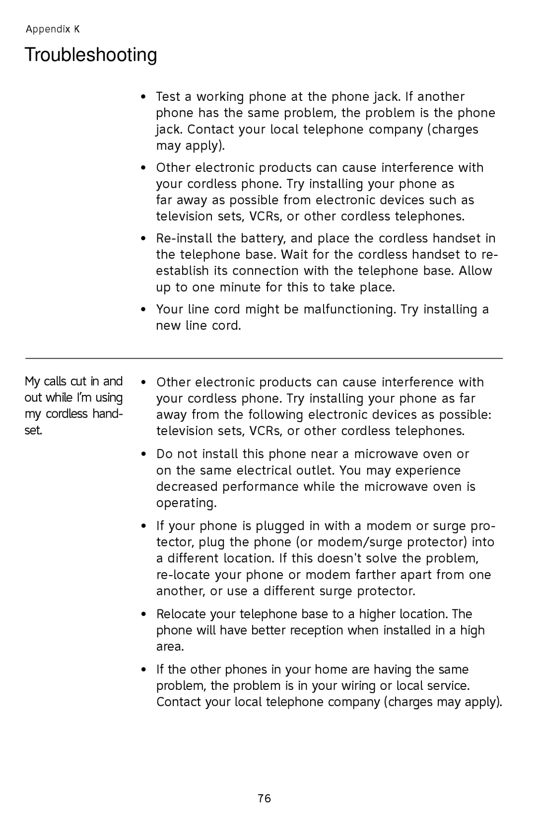 AT&T SL82118, SL82658, SL82558, SL82518, SL82318 user manual Troubleshooting 