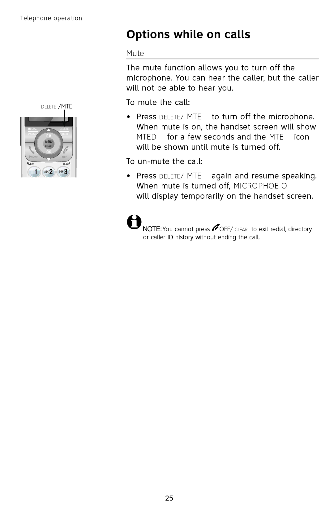 AT&T SL87218 user manual Mute 