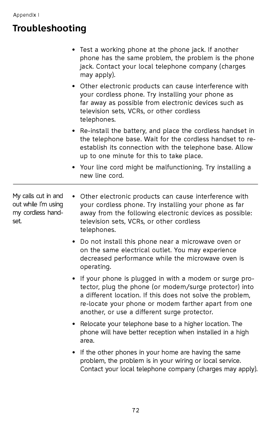 AT&T SL87218 user manual Troubleshooting 