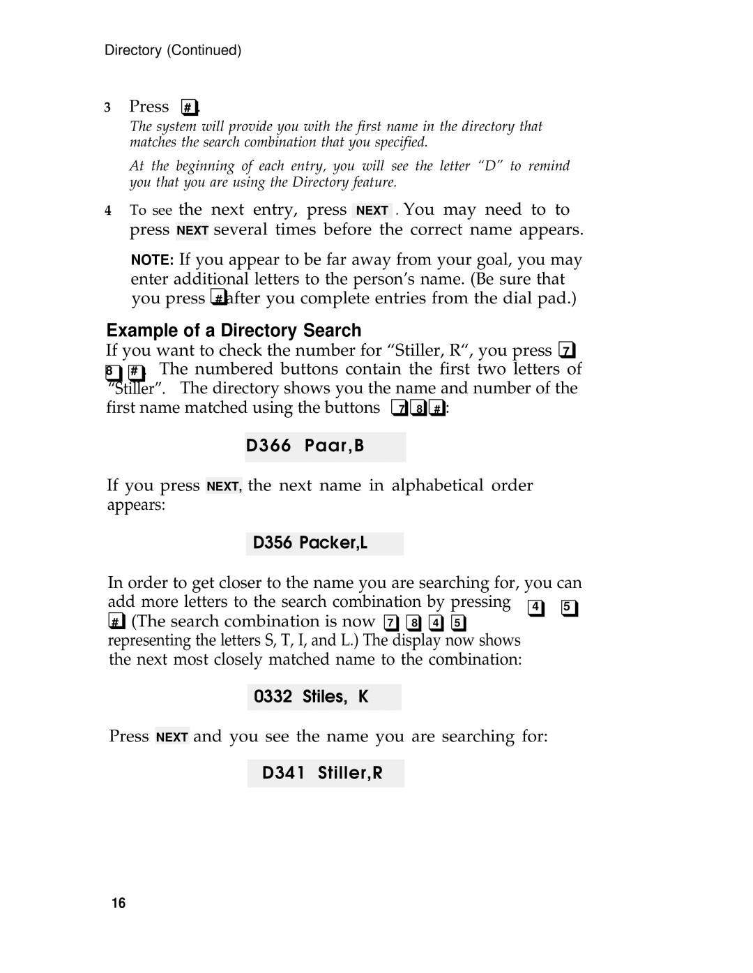 AT&T System 25 manual Example of a Directory Search 