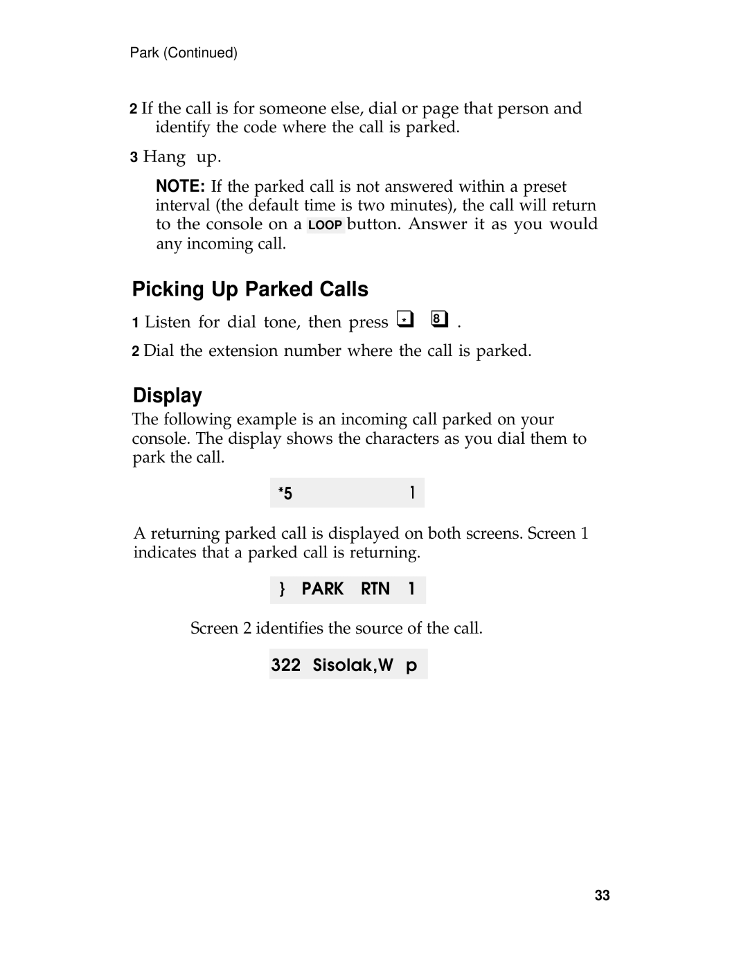 AT&T System 25 manual Picking Up Parked Calls 