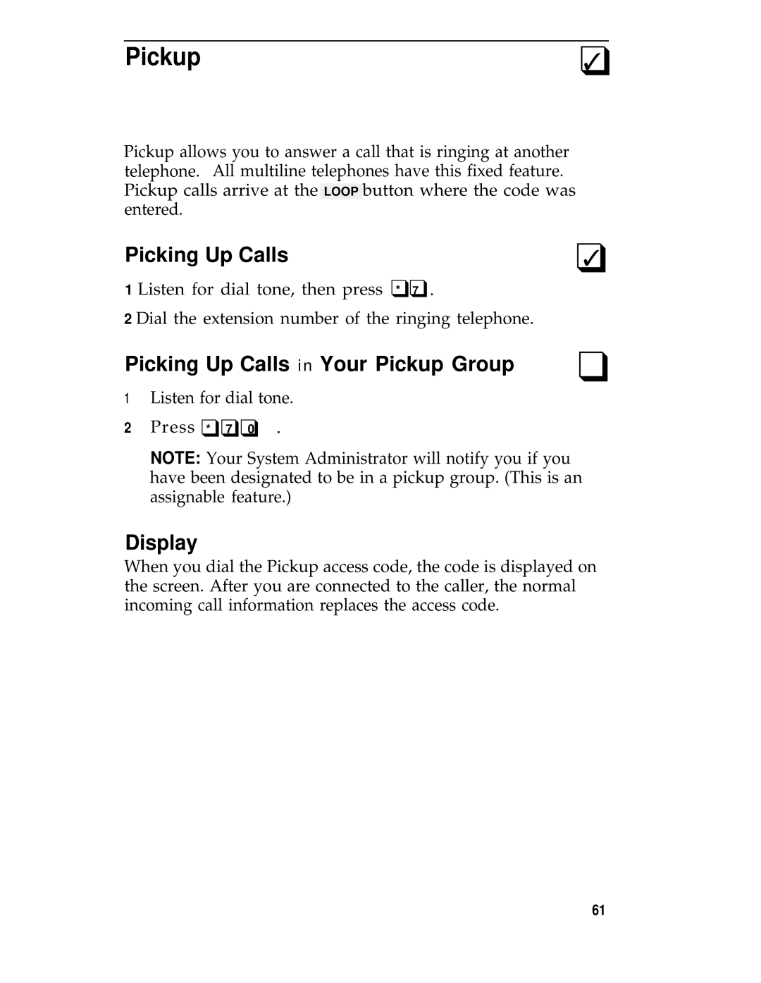 AT&T System 25 manual Picking Up Calls in Your Pickup Group 