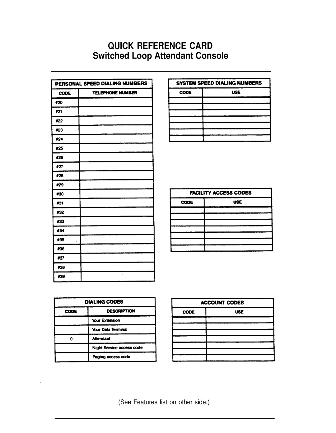 AT&T System 25 manual See Features list on other side 