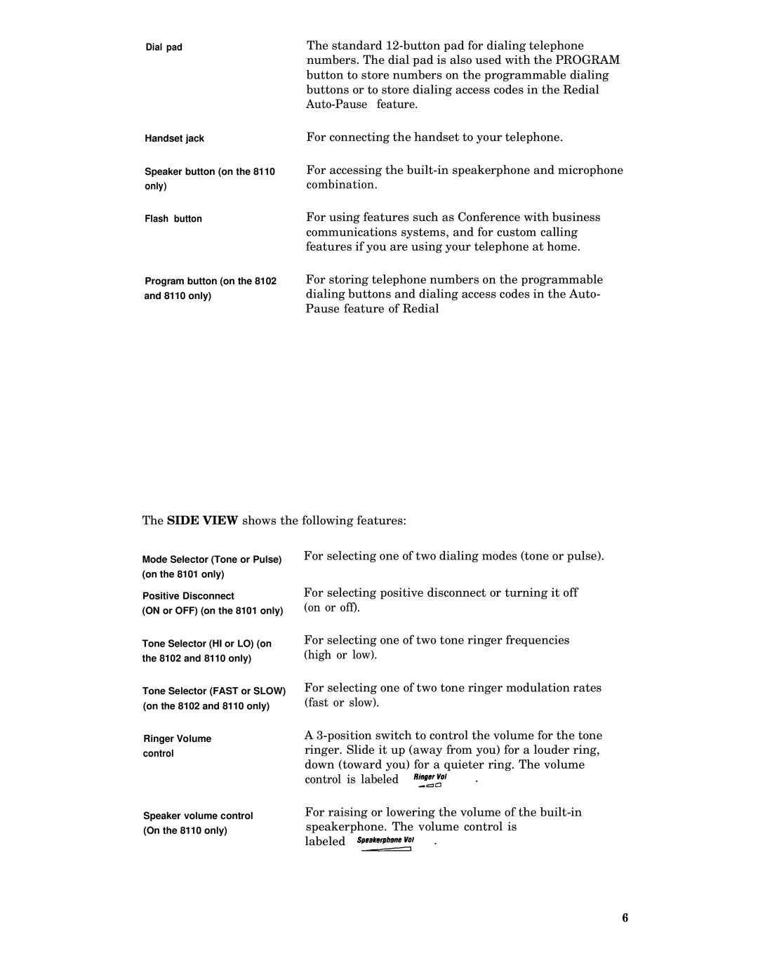 AT&T Generic 1, System 85, System 75, Generic 2 manual For selecting one of two dialing modes tone or pulse 