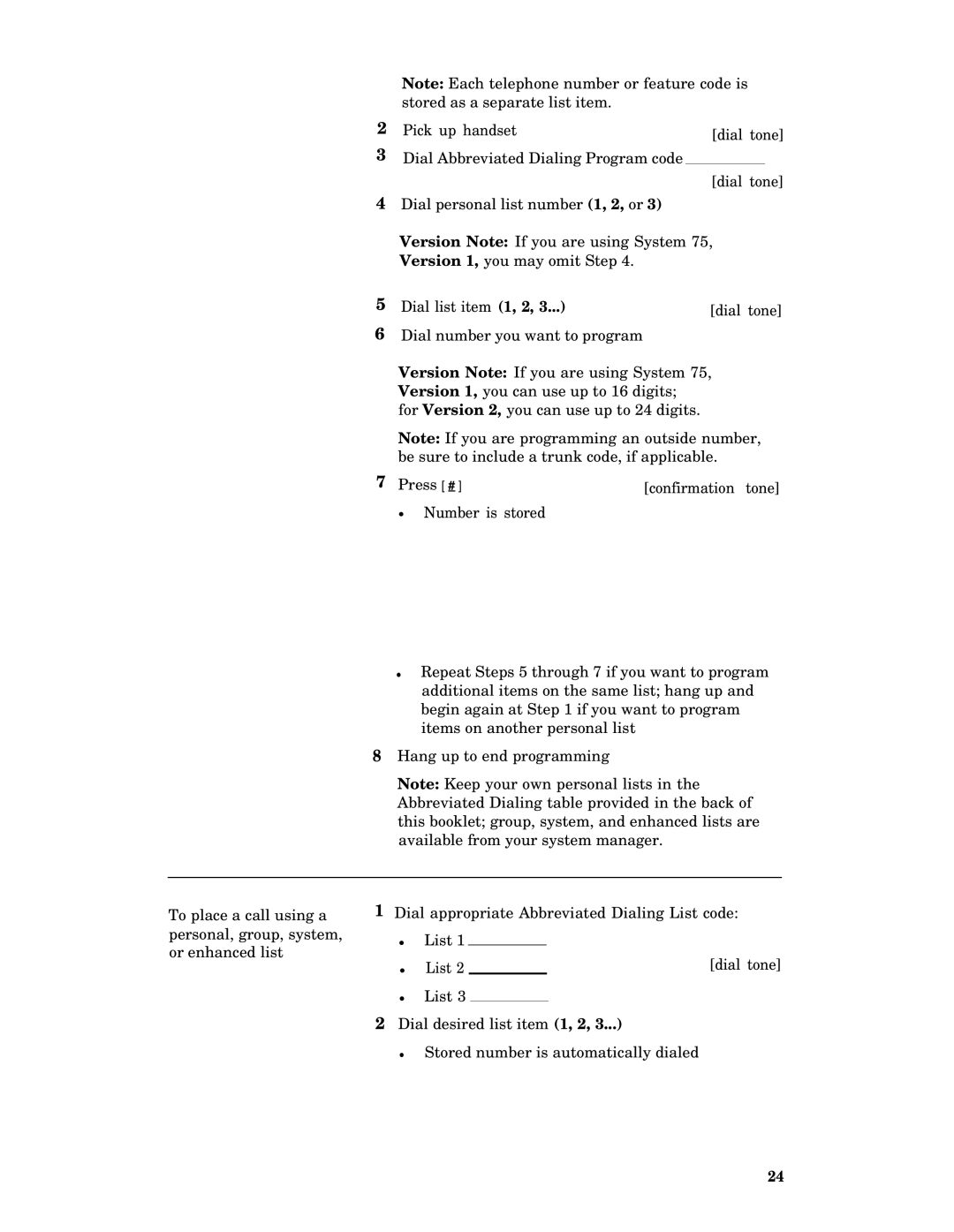 AT&T System 75, System 85, Generic 2, Generic 1 manual 