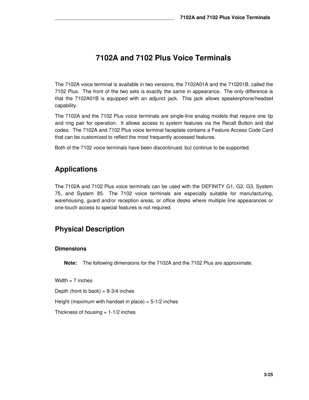 AT&T System 85 manual 7102A and 7102 Plus Voice Terminals 