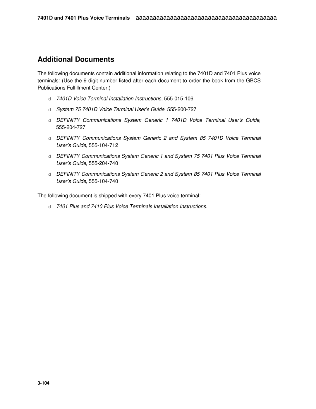 AT&T System 85 manual Plus and 7410 Plus Voice Terminals Installation Instructions 