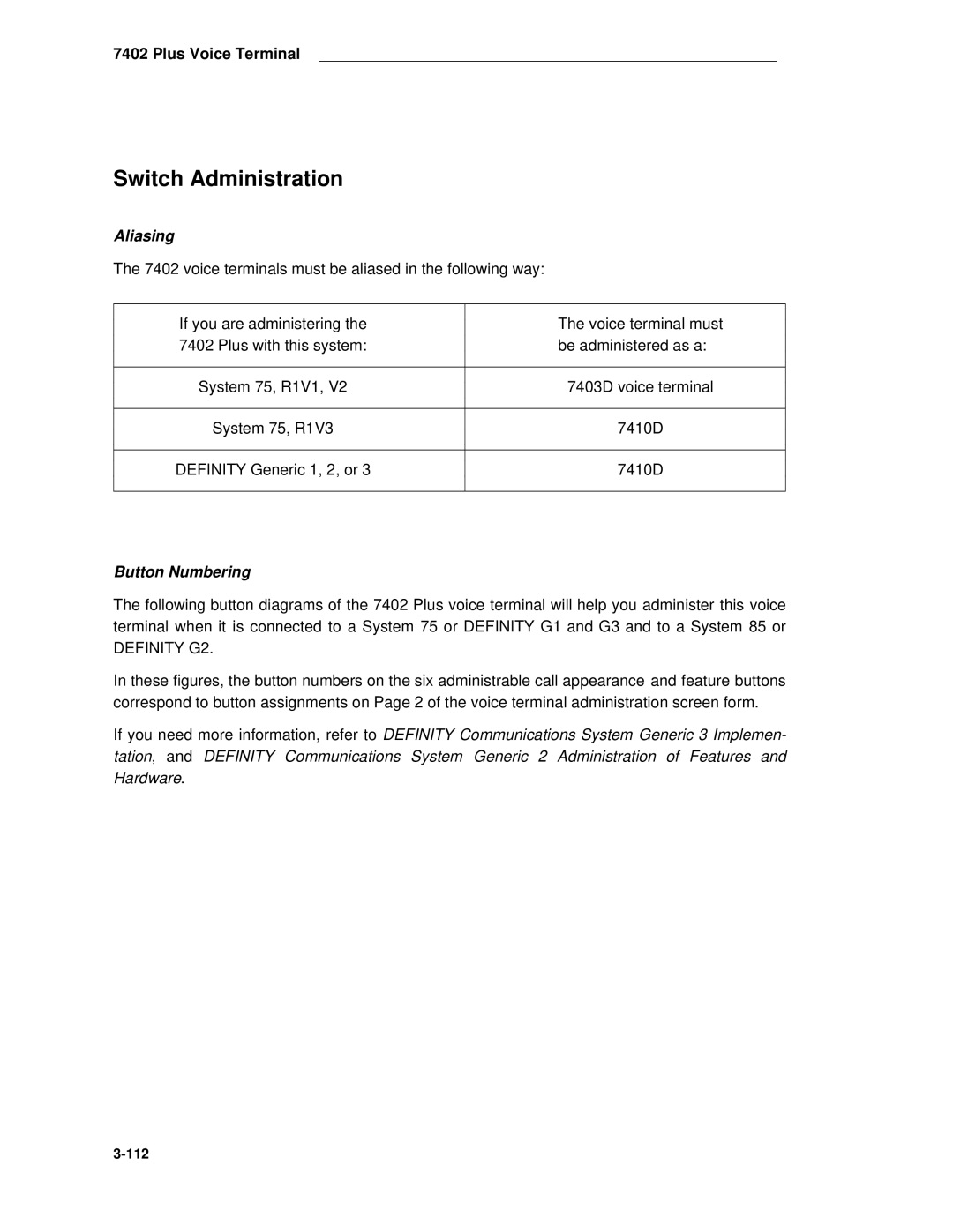 AT&T System 85 manual 112 