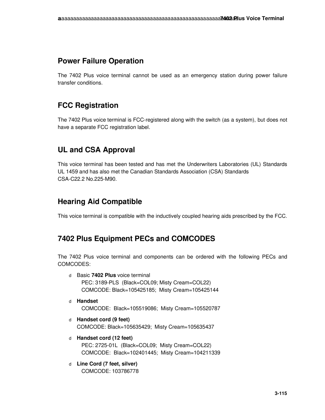 AT&T System 85 manual Plus Equipment PECs and Comcodes 