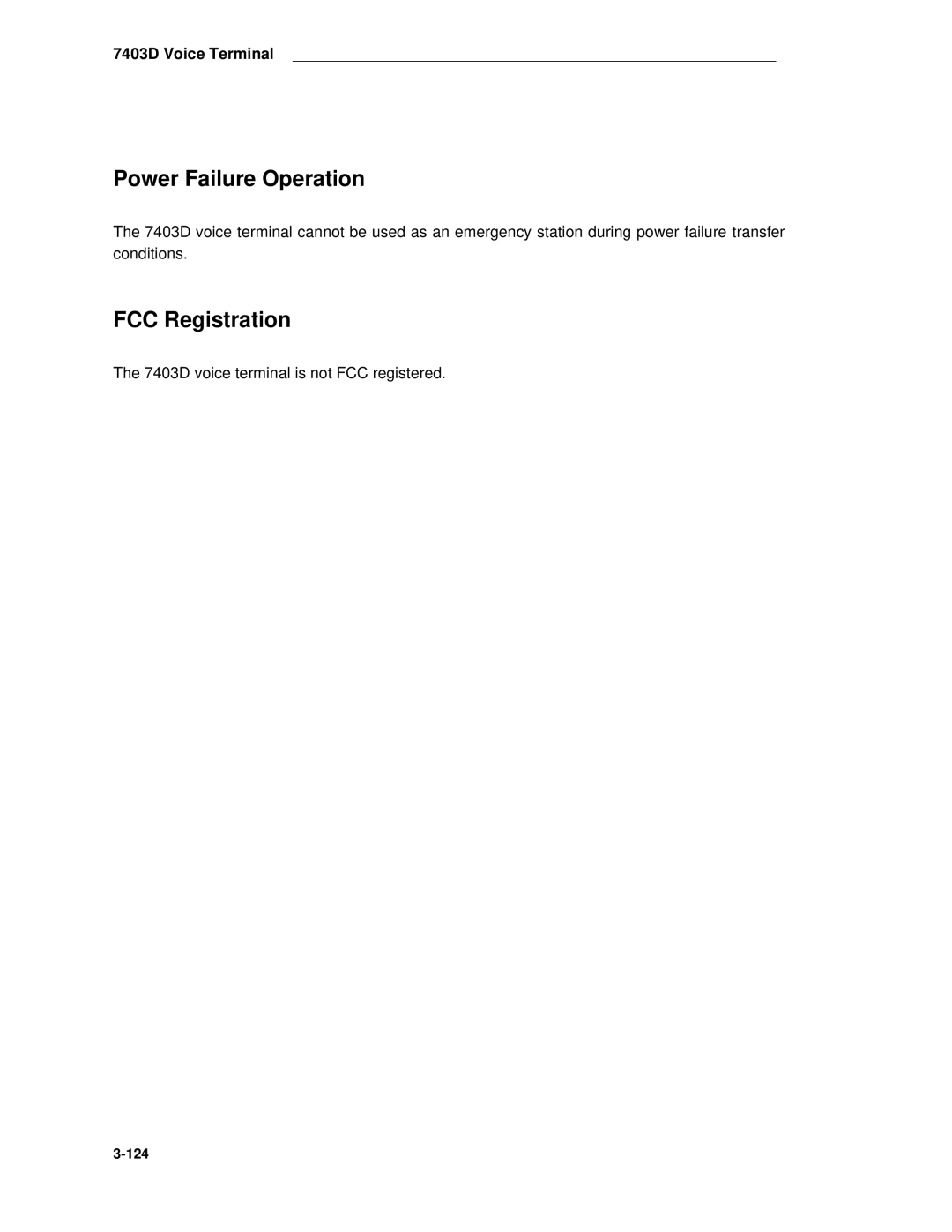 AT&T System 85 manual 7403D voice terminal is not FCC registered 