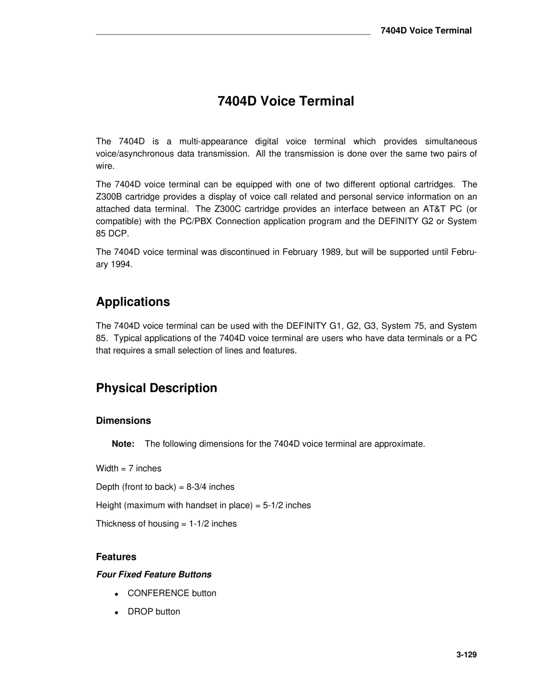 AT&T System 85 manual 7404D Voice Terminal 