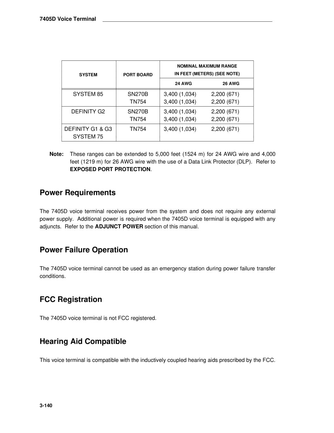 AT&T System 85 manual 7405D voice terminal is not FCC registered 