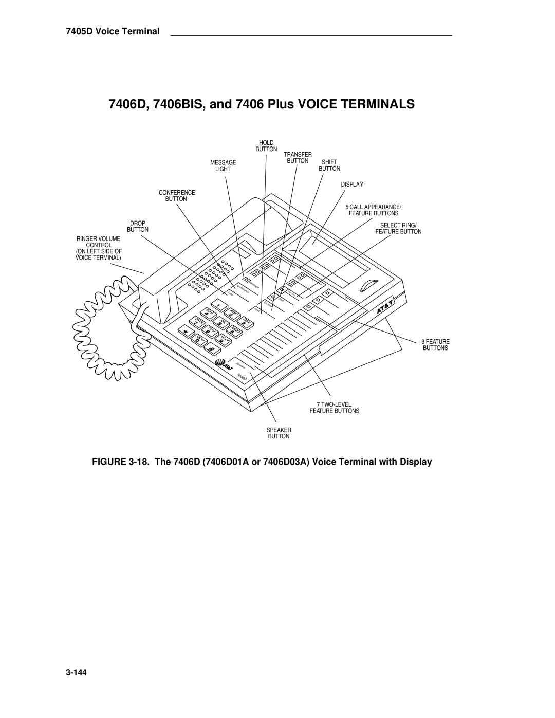 AT&T System 85 manual 7406D, 7406BIS, and 7406 Plus Voice Terminals, Ringer Volume Control 