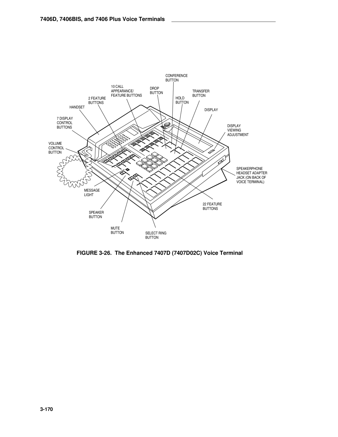 AT&T System 85 manual The Enhanced 7407D 7407D02C Voice Terminal 