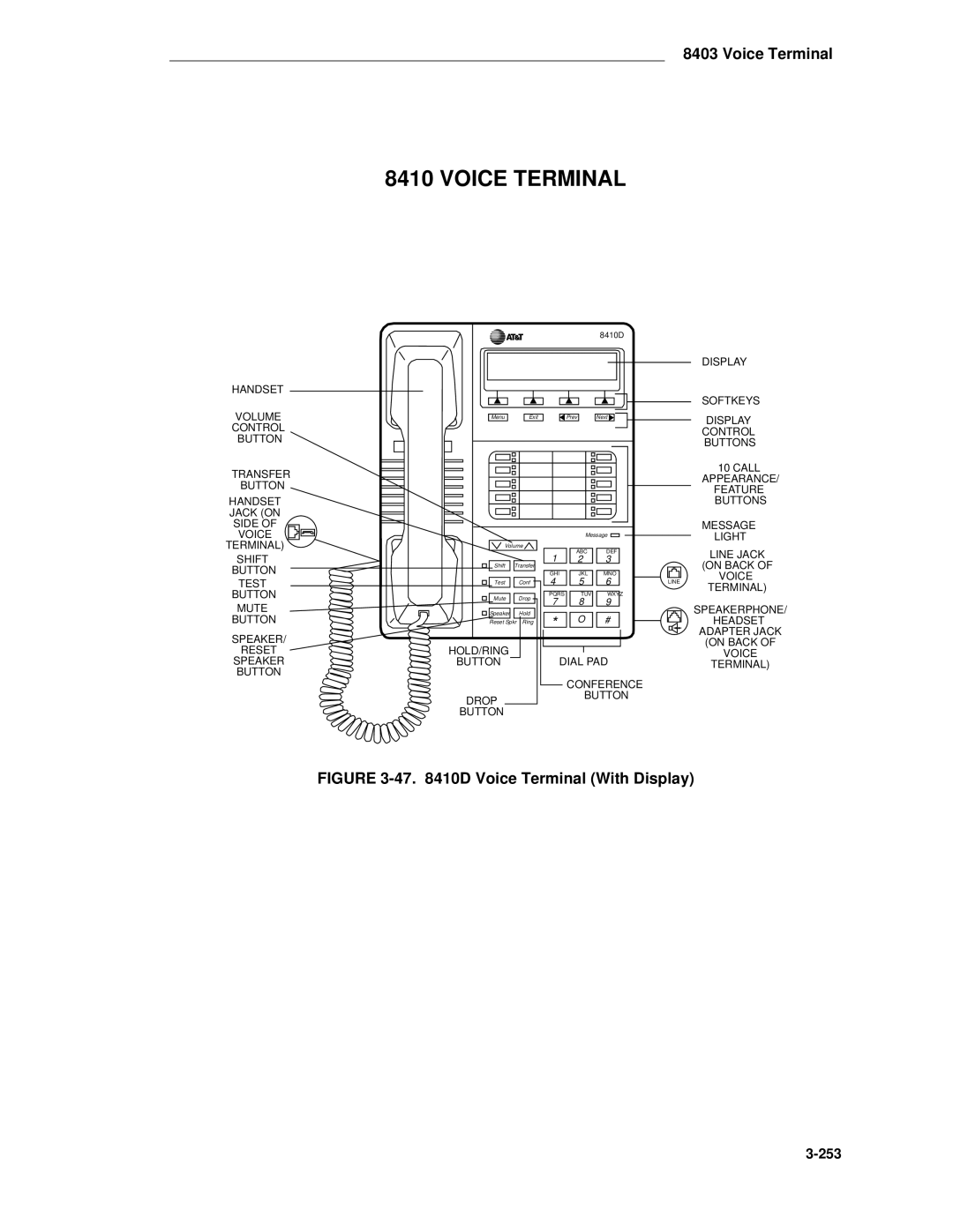 AT&T System 85 manual D Voice Terminal With Display 