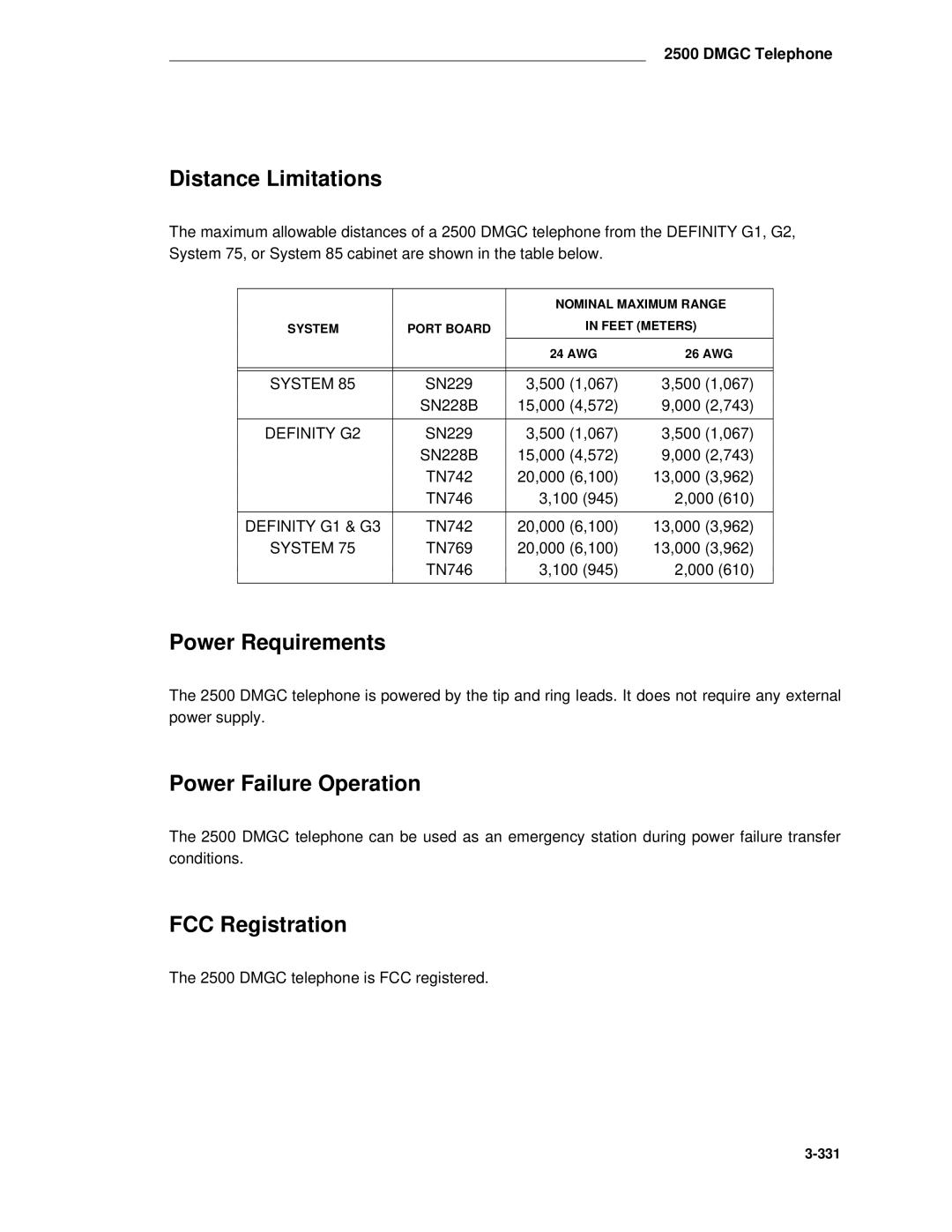 AT&T System 85 manual Dmgc telephone is FCC registered 