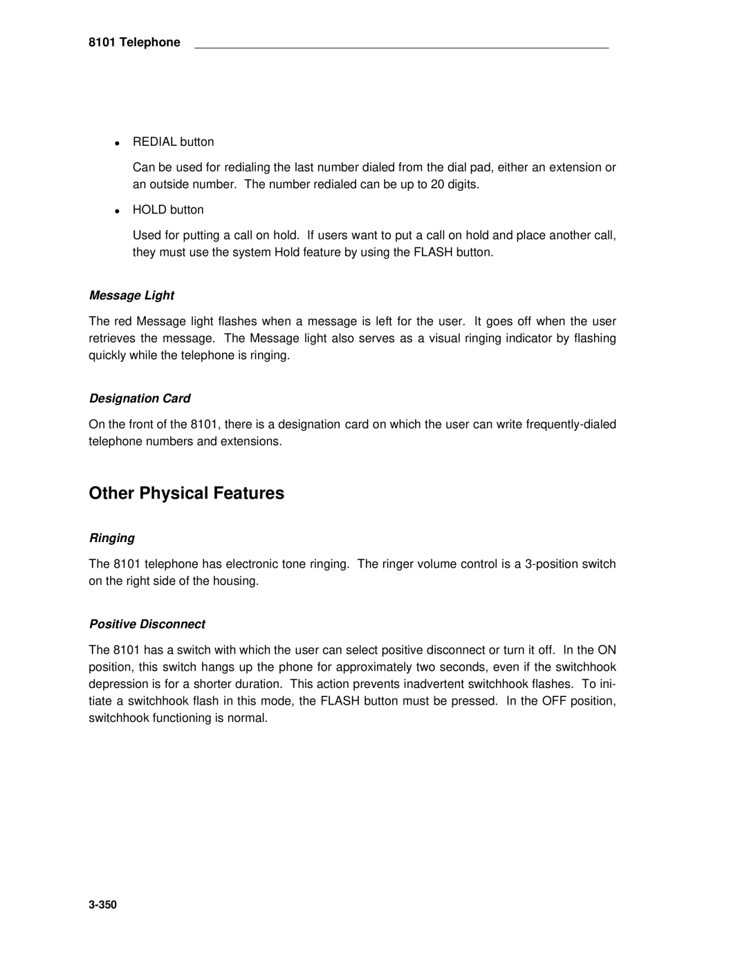 AT&T System 85 manual Other Physical Features, Designation Card 