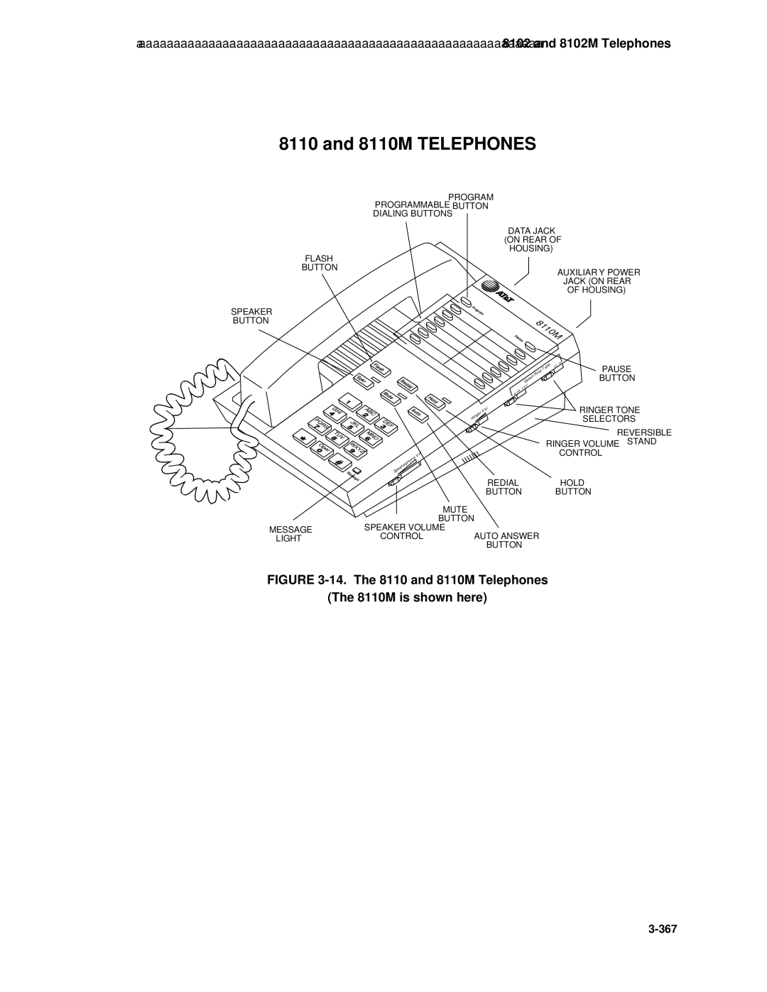 AT&T System 85 manual The 8110 and 8110M Telephones 8110M is shown here 