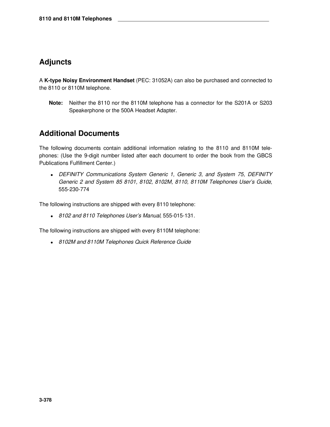 AT&T System 85 manual Following instructions are shipped with every 8110 telephone 