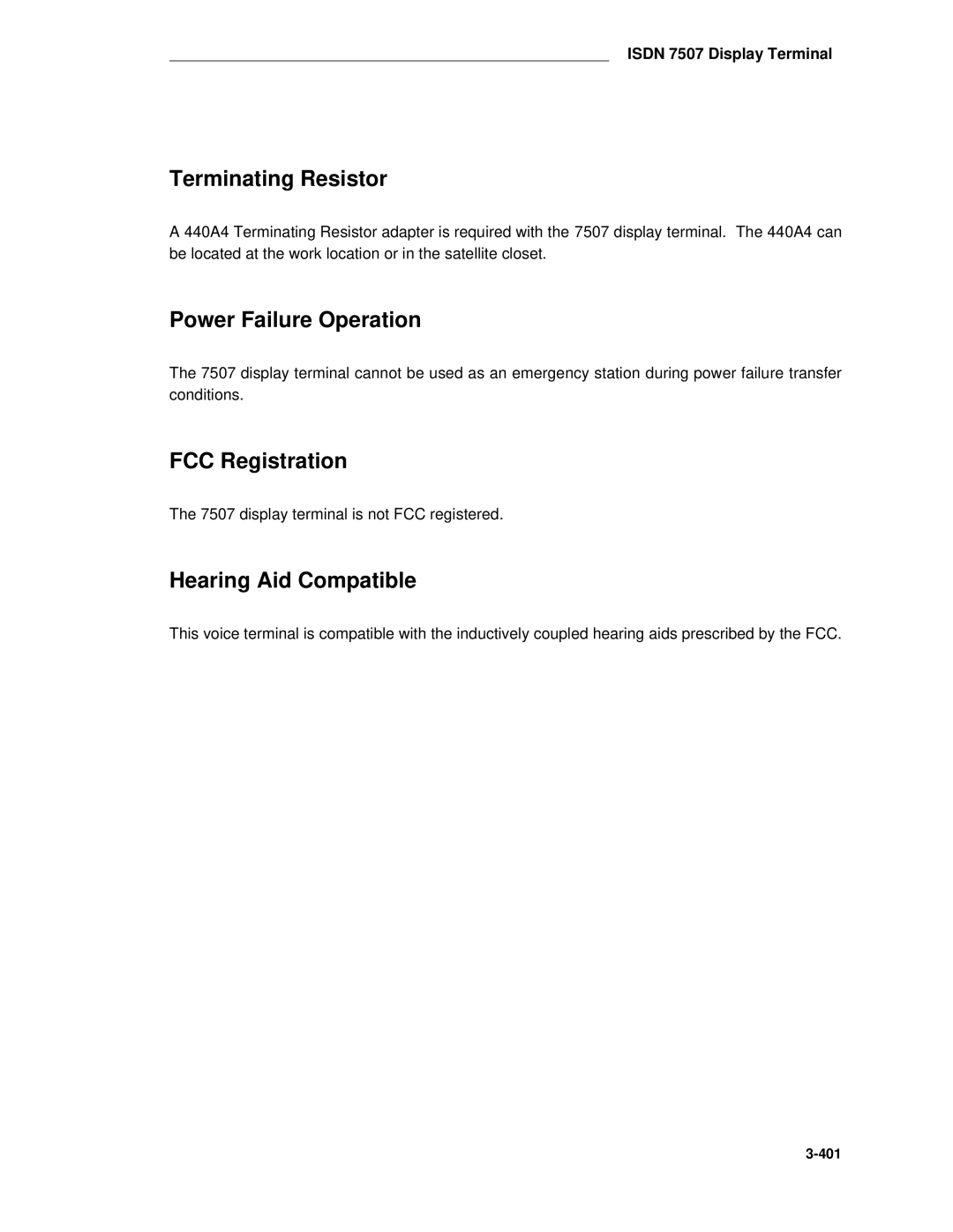 AT&T System 85 manual display terminal is not FCC registered 