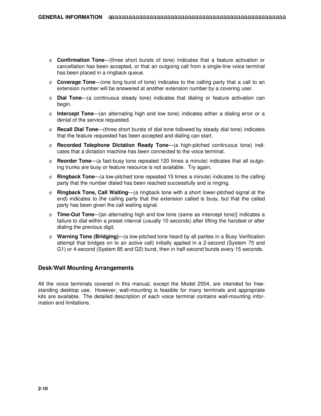 AT&T System 85 manual Desk/Wall Mounting Arrangements 