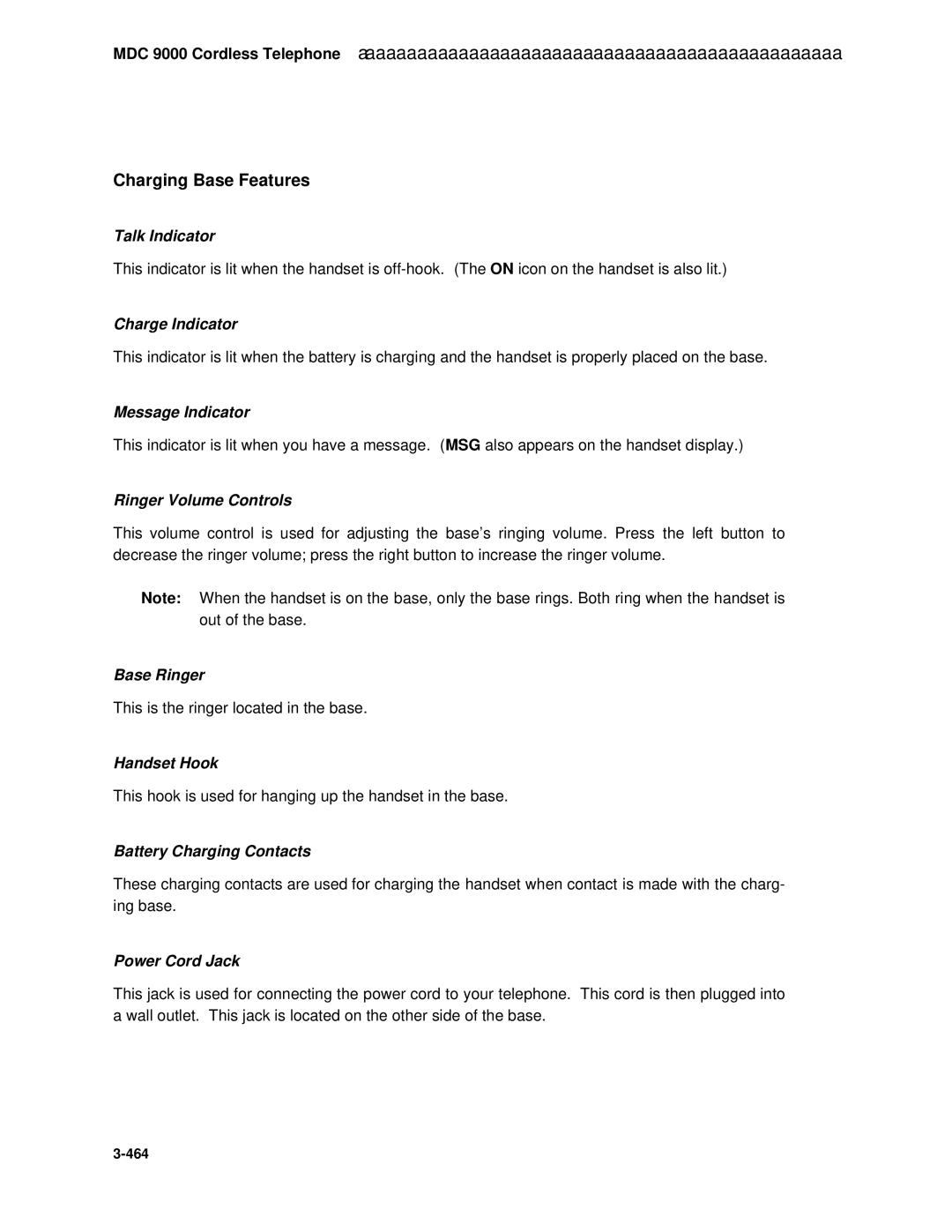 AT&T System 85 manual Charging Base Features 