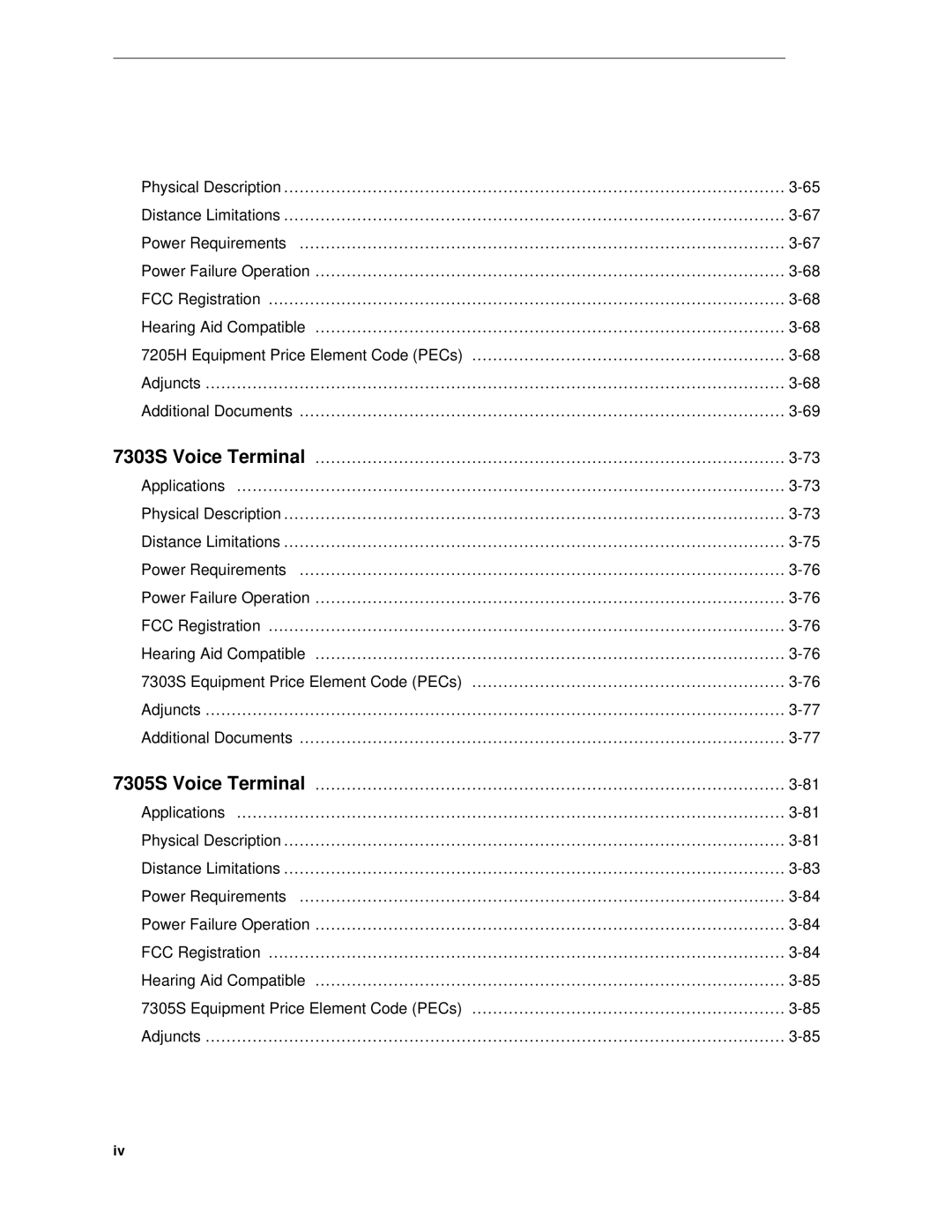 AT&T System 85 manual 7205H Equipment Price Element Code PECs …………………………………………………… 