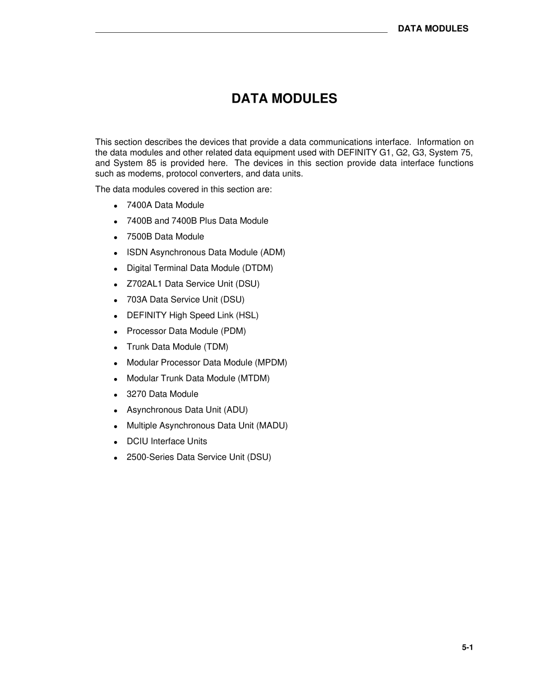 AT&T System 85 manual Data Modules 