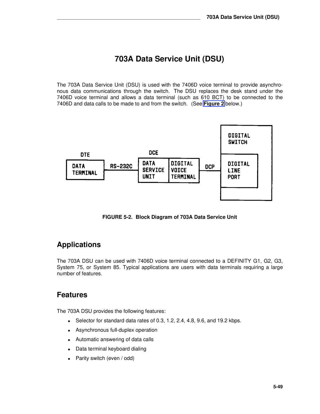 AT&T System 85 manual 703A Data Service Unit DSU 