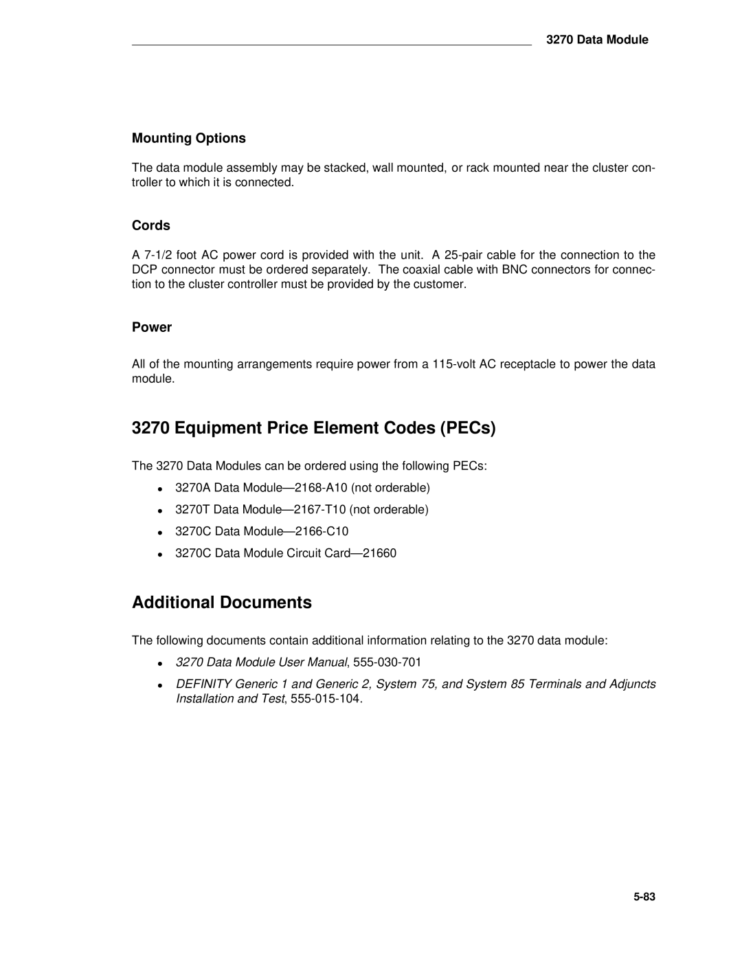 AT&T System 85 manual Equipment Price Element Codes PECs 