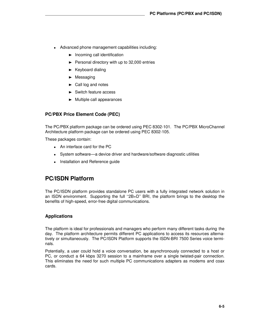 AT&T System 85 manual PC/ISDN Platform, PC/PBX Price Element Code PEC 