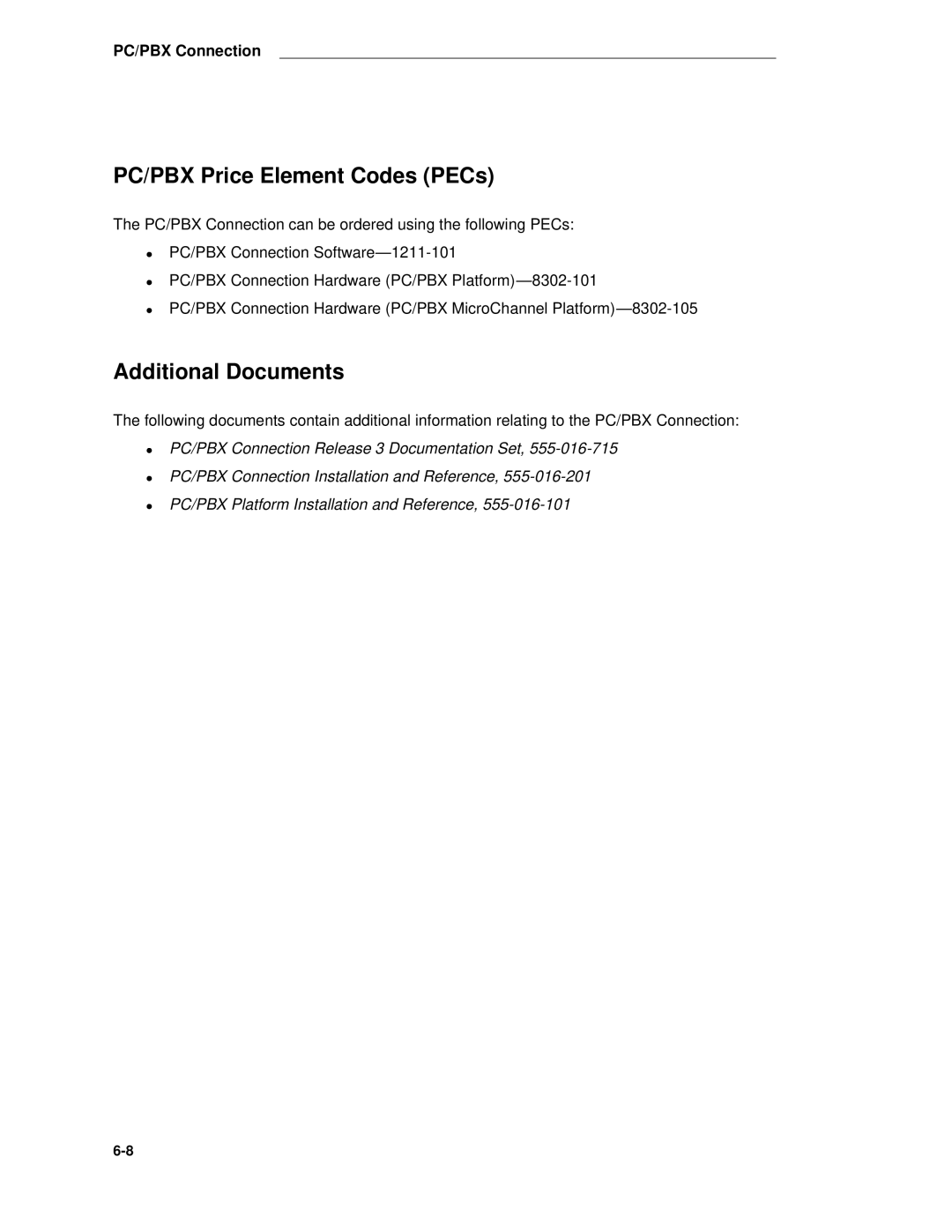 AT&T System 85 manual PC/PBX Price Element Codes PECs 