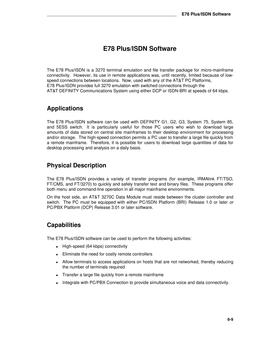 AT&T System 85 manual E78 Plus/ISDN Software 