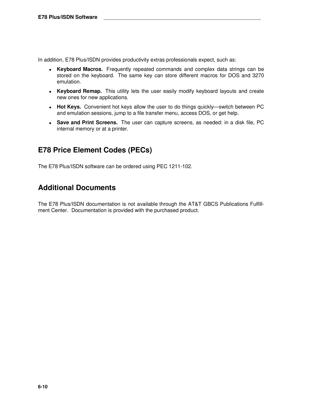 AT&T System 85 manual E78 Price Element Codes PECs 