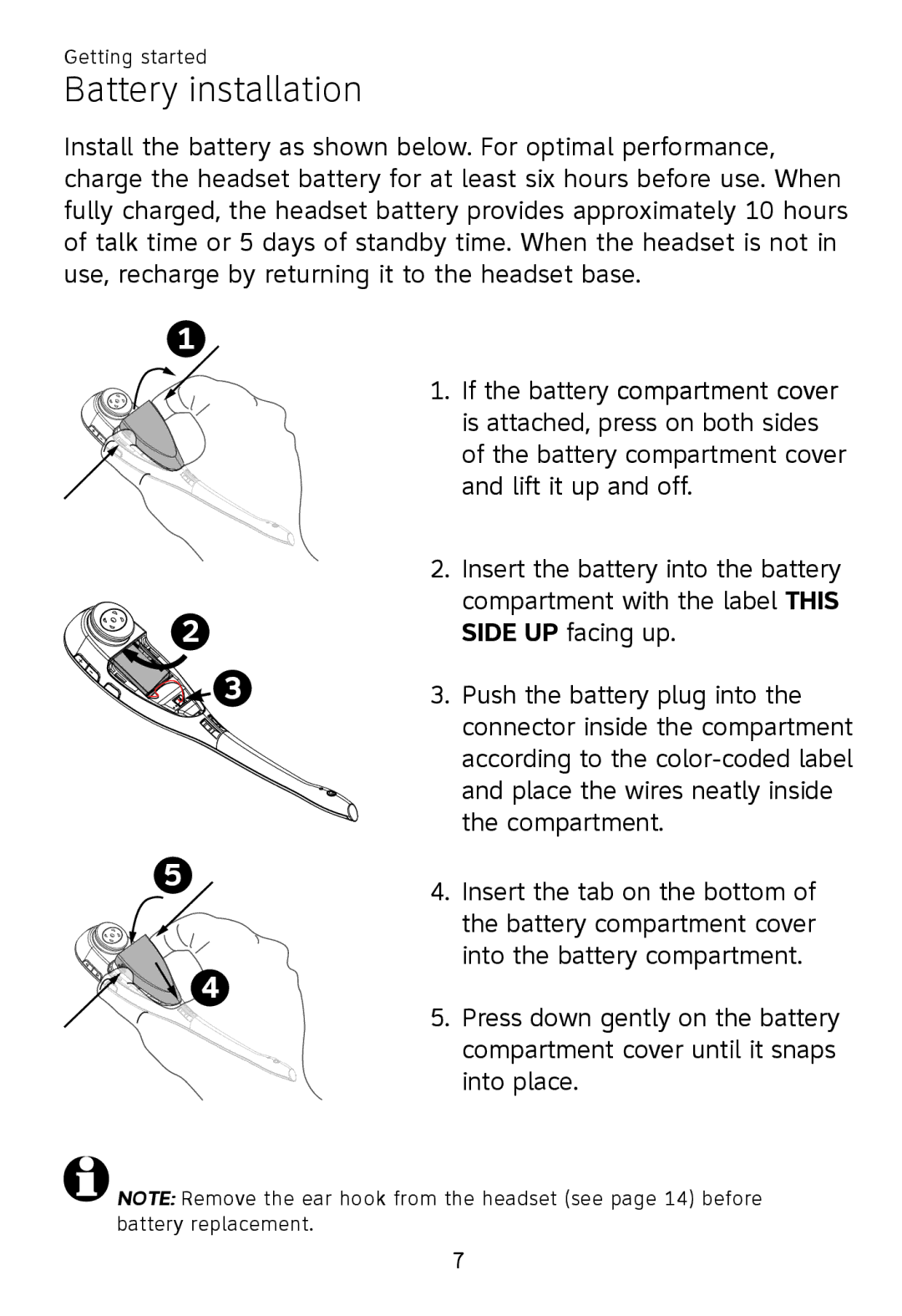 AT&T TL 7600 user manual Battery installation 