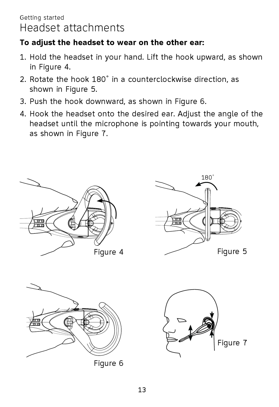 AT&T TL 7600 user manual To adjust the headset to wear on the other ear 